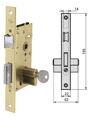 Cerradura de embutir CVL 1960 para puerta de madera