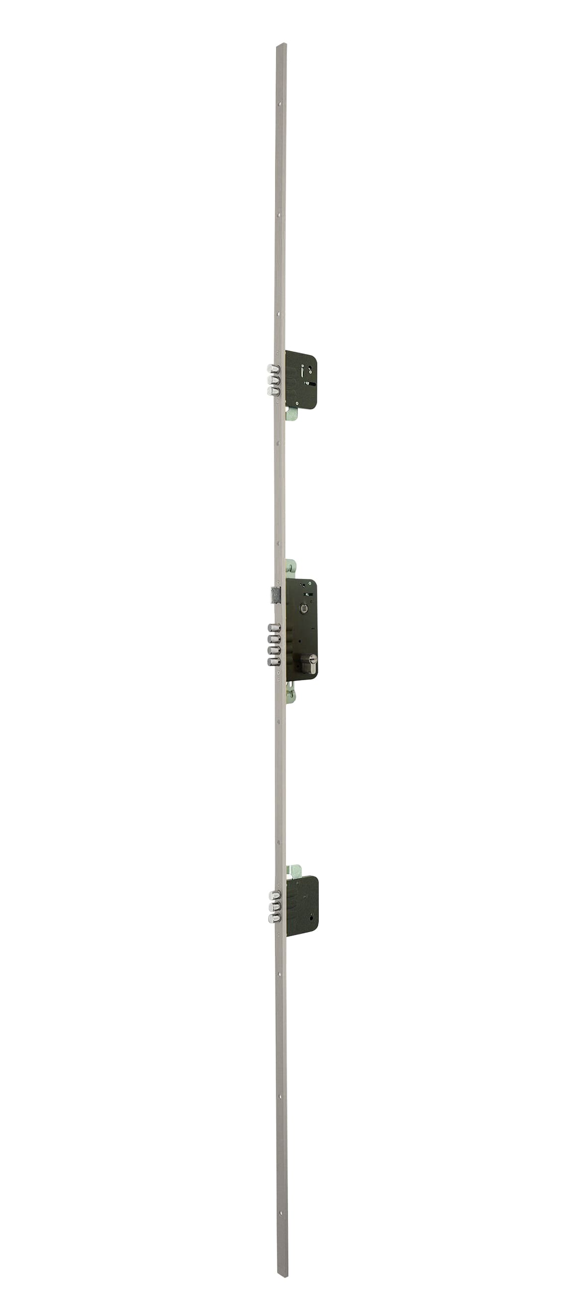 Detalle de los bulones de la cerradura multipunto Yale 8922 BS en níquel