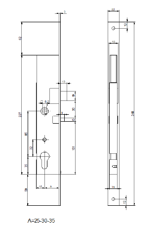 Dibujo con las dimensiones del Ateko 5753CCI en milímetros