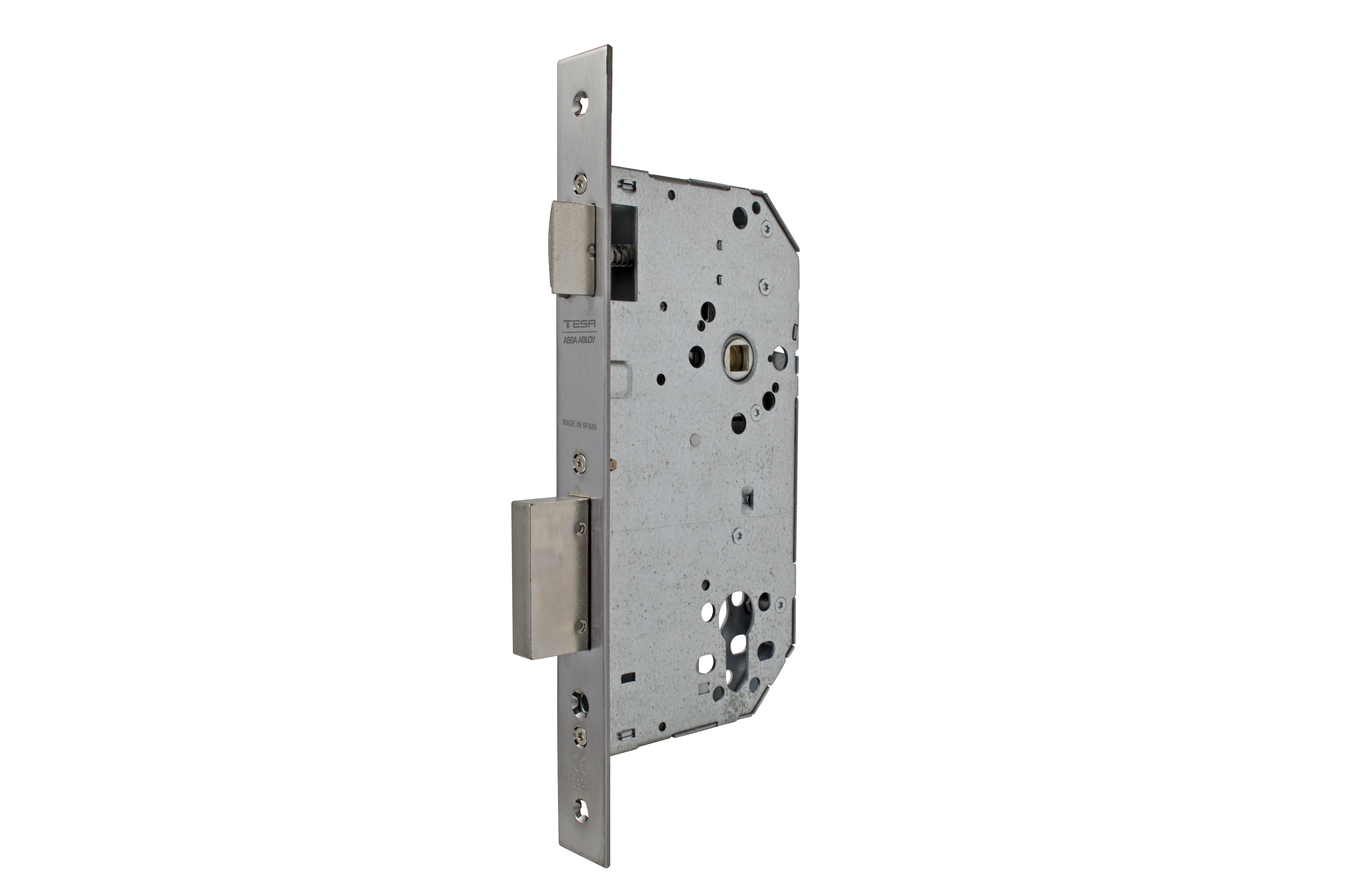 Cerradura TESA 2030 para puerta de madera en acero inoxidable, mano derecha